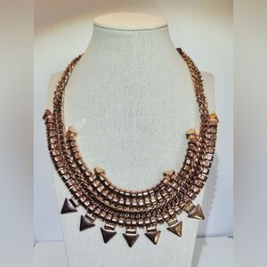 🌟 Metallic Gold Statement Bib Necklace 🌟